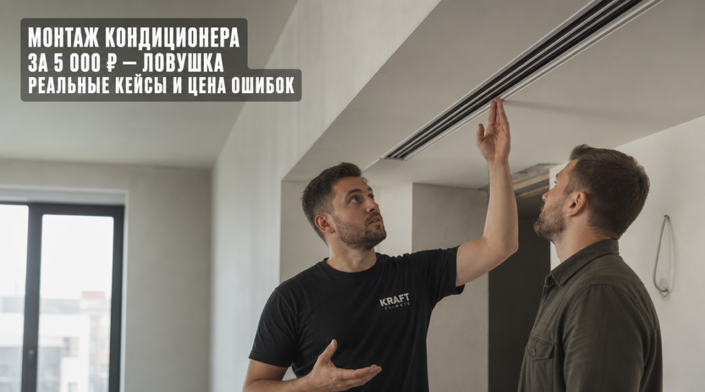 монтаж кондиционера за 5000 рублей, примеры и ошибки установки
