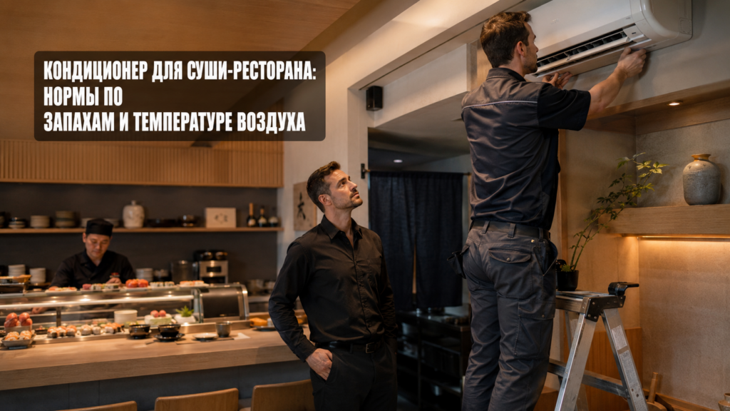 Кондиционер в суши-ресторане с комфортной температурой и отсутствием запахов