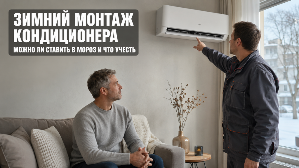 монтаж кондиционера зимой, установка в мороз, советы по установке